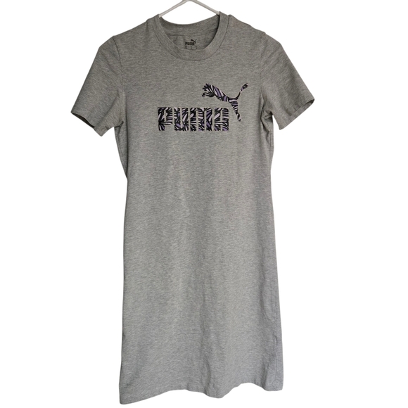 Puma Heather Gray Essential Logo T-Shirt Dress Size Medium - Picture 1 of 5